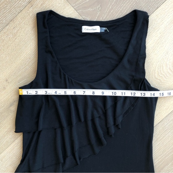 ⭐️Calvin Klein⭐️Black 54" Long Maxi Sleeveless Ruched Beach Evening Dress Size 6 - Picture 12 of 16